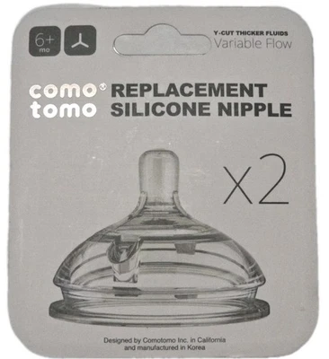 Comotomo Silicone Bottle Nipples Variable Flow Y Cut For Thicker Liquids 2 Pk - Image 1 of 4