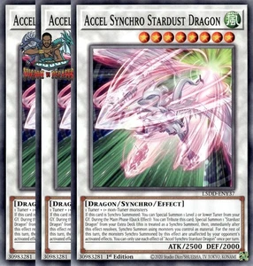 Yugioh! 3x Accel Synchro Stardust Dragon L5DD-ENY37 Common 1st Ed NM - Picture 1 of 1