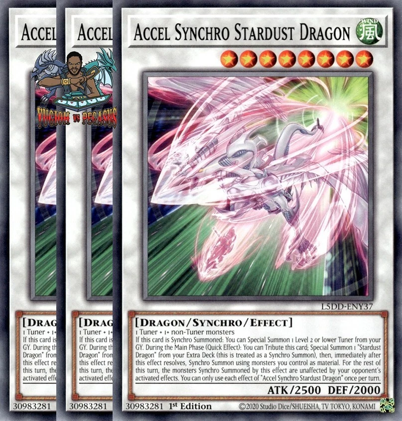 Yugioh! 3x Accel Synchro Stardust Dragon L5DD-ENY37 Common 1st Ed NM - Image 1 of 1
