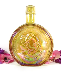 Iridescent YELLOW Glass Wheaton US Presidential ULYSSES S GRANT 1st Ed Bottle 8" - Picture 1 of 6