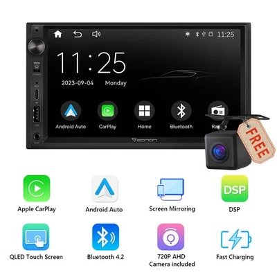 EONON Wireless CarPlay Android Auto 7" Double 2 Din Car Stereo Radio Sat Nav Bluetooth