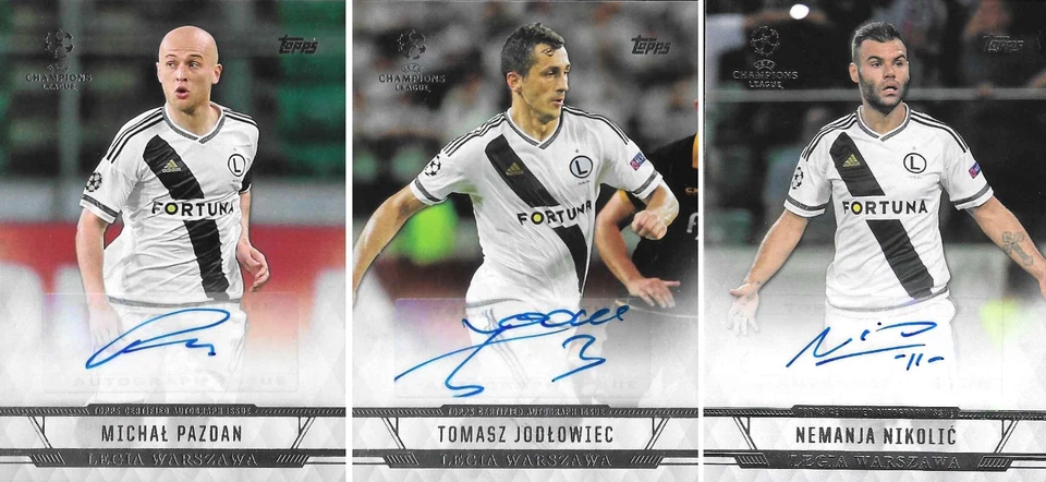 2016-17 Topps UCL Showcase Pazdan Jodlowiec Nikolic 3x Legia Warszawa RC Auto - Image 1 of 4