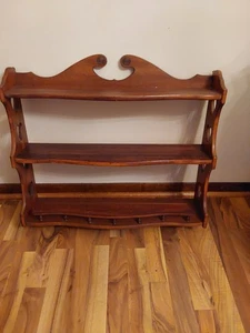 Vintage rustikales 3-stufiges Holz Wandhalterung Curio Display Regal 27" x 24" - Bild 1 von 5