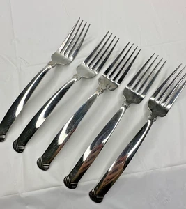 Oneida RATTAN Stainless Flatware 5 Dinner Forks Crosshatch Pattern Replacement - Picture 1 of 7