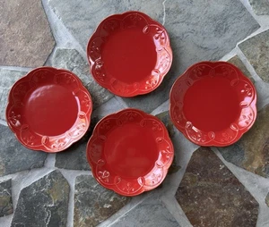 4 Lenox French Perle Cherry Red Salad/Accent Plates Scalloped Edges - Picture 1 of 10