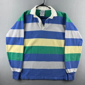 Vintage Lands End Rugby Shirt Mens XL Heavy Cotton Striped Polo Made in USA - Picture 1 of 24