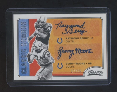 2016 PANINI CLASSIC RAYMOND BERRY-LENNY MOORE AUTÓGRAFO DUPLO #ED 17/25 HOF RARO - Imagem 1 de 2