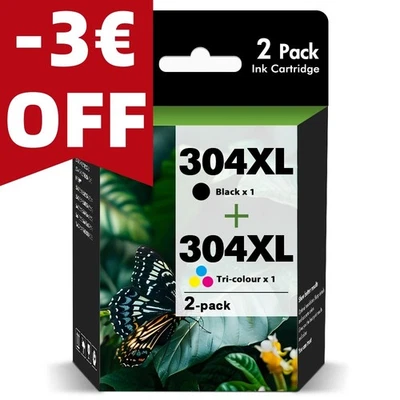 1-2 304XL Patronen für HP-304 XL DeskJet 2620 2630 3720 3730 3750 Envy5010 5030. - Bild 1 von 4
