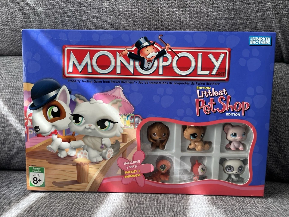 Monopoly Littlest Pet Shop LPS Board Game 2007 6 Pets (2 Replacements) Complete - Image 1 of 4