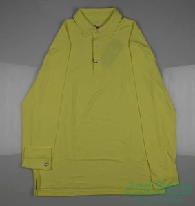 New Mens IBKUL Long Sleeve Polo Medium M Yellow MSRP $92 - Picture 1 of 3