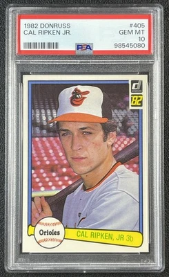 Tarjeta de novato de béisbol Donruss #405 de Cal Ripken Jr. PSA 10 1982 RC Orioles gema como nueva Foto 1 de 2