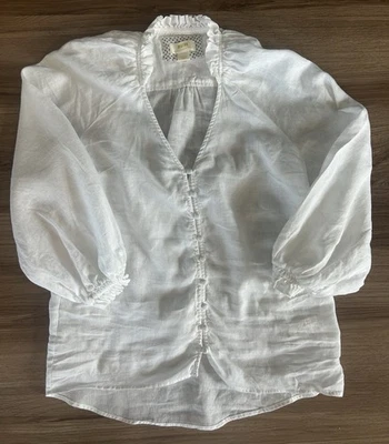 Maeve Puff Sleeve Button Down Blouse White Women's S Anthropologie - Image 1 of 4