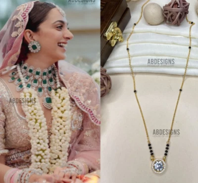 Kiara Advani Свадебный Вдохновленный Золотой Бриллиант Мангалсутра - Изображение 1 из 3