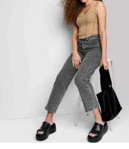 Damen Wild Fable Super High Rise Straight Jeans Washed Black Gr. 00 NEU! - Bild 1 von 8