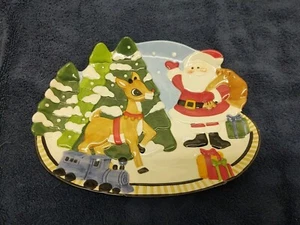 Vintage 2002 Lennox Rudolph the Red Nosed Reindeer Santa Claus Plate 10" - Picture 1 of 5