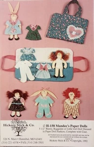 Mandee's Paper Dolls H-158 Sewing Pattern Hickory Stick & Co 5.5" Flat Carrier - Picture 1 of 6