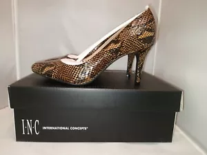 INC Women's Heels Zitah 21P Pointed Toe Pumps, Brown Snake Color Size 7.5 M - Picture 1 of 12