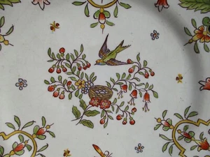 TELLER AMEISEN BRÜDER 19. JAHRHUNDERT VOGEL EI KORB SCHWALBE ANTIK SCHMETTERLING - Bild 1 von 7