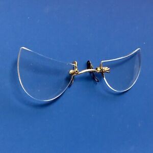 UNUSUAL antique CAT EYE / half moon PINCE NEZ spectacles - SHUR-ON - Gold Filled