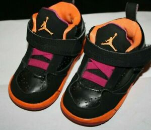 Jordan High Tops Baby Girl sz 4C Pink Orange Black Shoes -L ^