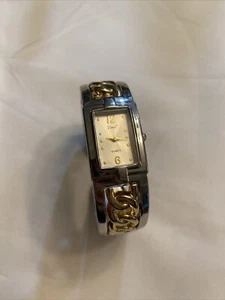 Vivani Silver Tone Dial Rectangle Case Hinge Open Cuff Bracelet Band Watch - Picture 1 of 3