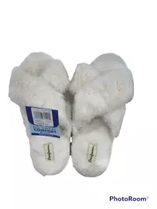 Pantuflas para mujer Dearfoams blancas de piel grande 9-10 L9 - Imagen 1 de 1
