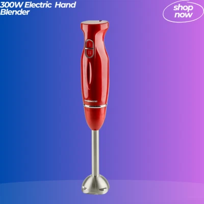 300W Immersion Hand Blender, Stainless Steel, Kitchen Mixer, Red - Image 1 of 4