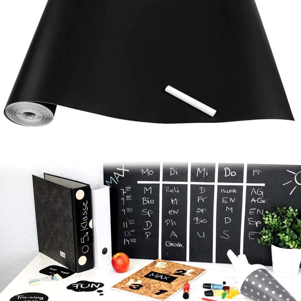 Tafelfolie Selbstklebend Kreidefolie Schwarz Beschriftbar Wanddeko Küche Folie - Bild 1 von 1