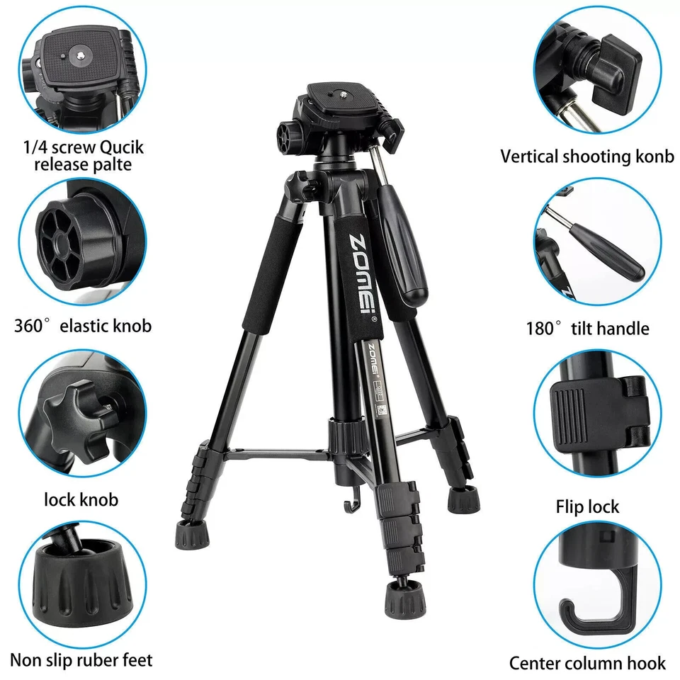 Monopie trípode para cámara de alta resistencia ZOMEI Q222 con cabezal panorámico para DSLR Foto 1 de 4
