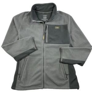 L.L.Bean Fleece Jacket Full Zip Grid Pattern Gray XXL - Picture 1 of 8