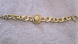 Pulsera de eslabones de cadena cubana vintage con cabeza de león de Anne Klein años 80 - Imagen 1 de 4