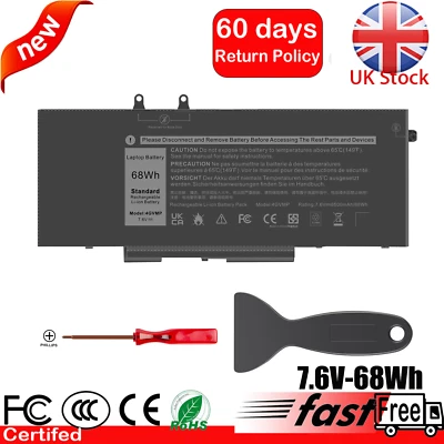 4GVMP Battery for Latitude 5400 E5400 Series Inspiron 7590 2-in-1 68Wh 4CELL - Image 1 of 4