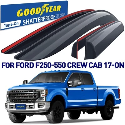 Rain Guards Vent Visors Shade for 17-25 Ford F250 to F550 Super Duty Crew Cab - Image 1 of 4