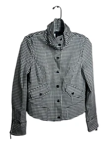 NWT White House Black Market Black & White Gingham Military-Inspired Jacket Sz 0 - Picture 1 of 11