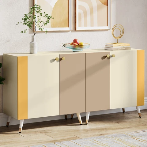 Tribesigns 59" Kitchen Sideboard Buffet Cabinet, 4-Door Accent Storage Cabinet Cover
