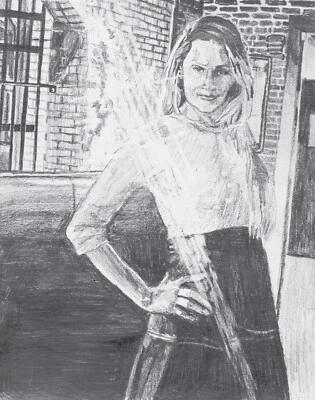 Ilustración a lápiz Retrato de una dama Foto 1 de 2