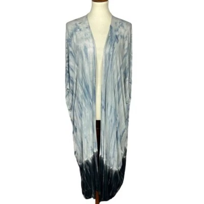 Cárdigan Soft Surroundings para mujer talla única azul negro tie dye frente abierto rayón Foto 1 de 4