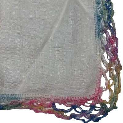 Pañuelo vintage pañuelo con borde de ganchillo multicolor arco iris ombre bufanda Foto 1 de 4
