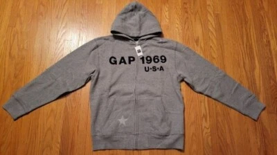 NWT GAP Kids Logo Zip Up Sweatshirt Hoodie Coat Gray Size X-Large - Image 1 of 3