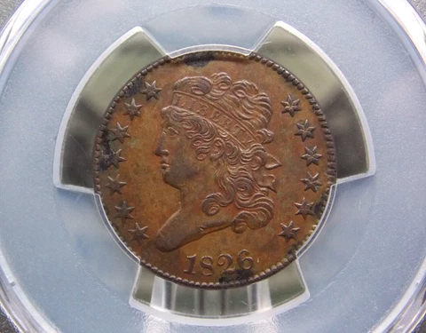 1826 Classic Head Half Cent Penny 1/2c PCGS AU Details #962 About Unc ECC&C Inc Cover