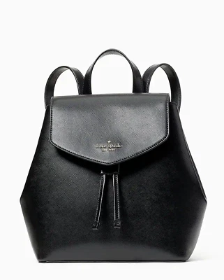 New Kate Spade Lizzie Medium Leather Flap Backpack Black NWT $359 - Image 1 of 4