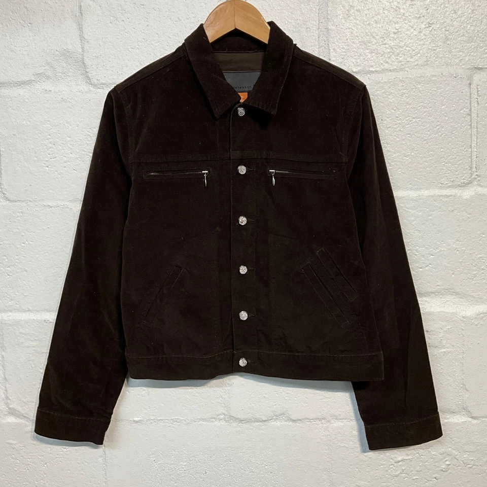 Christopher Blue Jacket - Brown Cotton Button Up - Size Small - Image 1 of 4