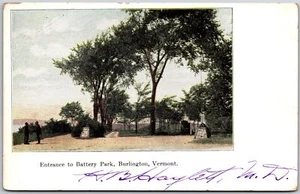 Burlington Vermont Vintage, Eingang zum Battery Park, Bäume, Natur, Vintage Postkarte - Bild 1 von 2