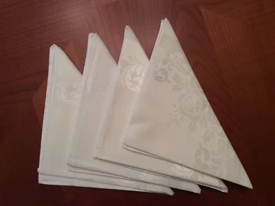 Juego de 4 servilletas de cena de mezcla de algodón nuevas sin etiquetas; blancas; 17" x 17"; hechas en Japón Foto 1 de 4