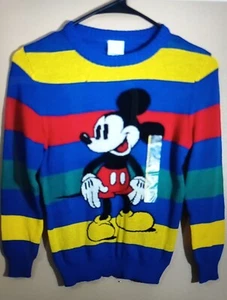 NWT Youth Disney Mickey Mouse Multicolored Striped Sweater Size S  - Picture 1 of 6