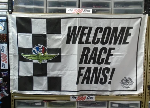 Vintage Logo Indianapolis Motor Speedway Welcome Race Fans! Collector 3'x5' Flag Cover