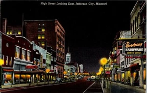 Jefferson City Missouri High Street Blick nach Osten Vintage Postkarte Ansicht - Bild 1 von 2