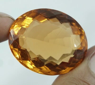 Natural EGL Certified 62.40 Ct Oval Cut Yellow Citrine Brazilian Loose Gemstone  - Image 1 of 3