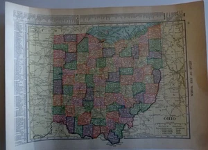 1904 Ohio Kentucky Tennessee 2-sided Map Hammond Atlas of the World  - Picture 1 of 4