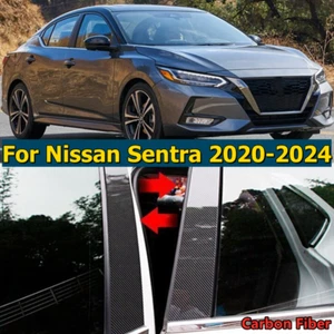 Cubierta de moldura de puerta de ventana postes de pilar de fibra de carbono 8 piezas para Nissan Sentra 20-24 - Imagen 1 de 5